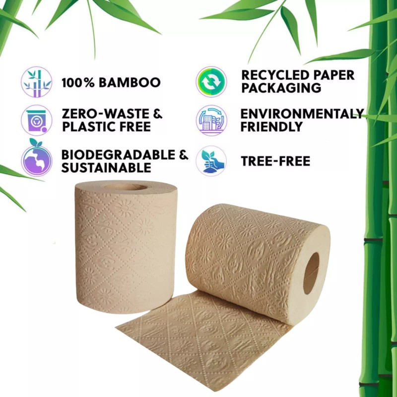 BOONBOO Bamboo Toilet Paper, PFAS-FREE, 3-Ply Unbleached, 4 Rolls