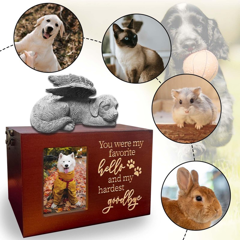 Atigrado Dog Urns for Ashes Wooden Red Pet Urns for