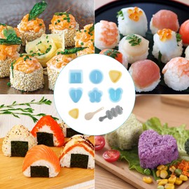 8PCS Onigiri Mould Kit, DIY Non-Stick Sushi Making Kit, Triangle Press Rice Mould Shaper, Children Shake Rice Ball Maker with 1 Rice Scoop, for Restaurant Home Kitchen Cooking