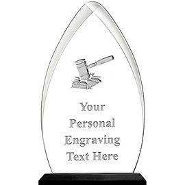 Gavel Acrylic Award Trophy, 6.75" H Custom Gavel Award, Engraving Included