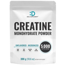 DEAL SUPPLEMENT Instant Creatine Monohydrate Powder, 5g Per Serving – 60 Servings | Micronized, Unflavored, Fast Absorbing Formula | Filler Free, Non-GMO, Keto Friendly, Vegan