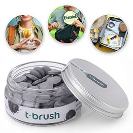 T-brush Whitening Travel Toothpaste Tablets - Natural Ingredients, SLS Free, Gluten Free, Cruelty Free, Eco Friendly Packaging, Vegan - 90 Tablets (Ac