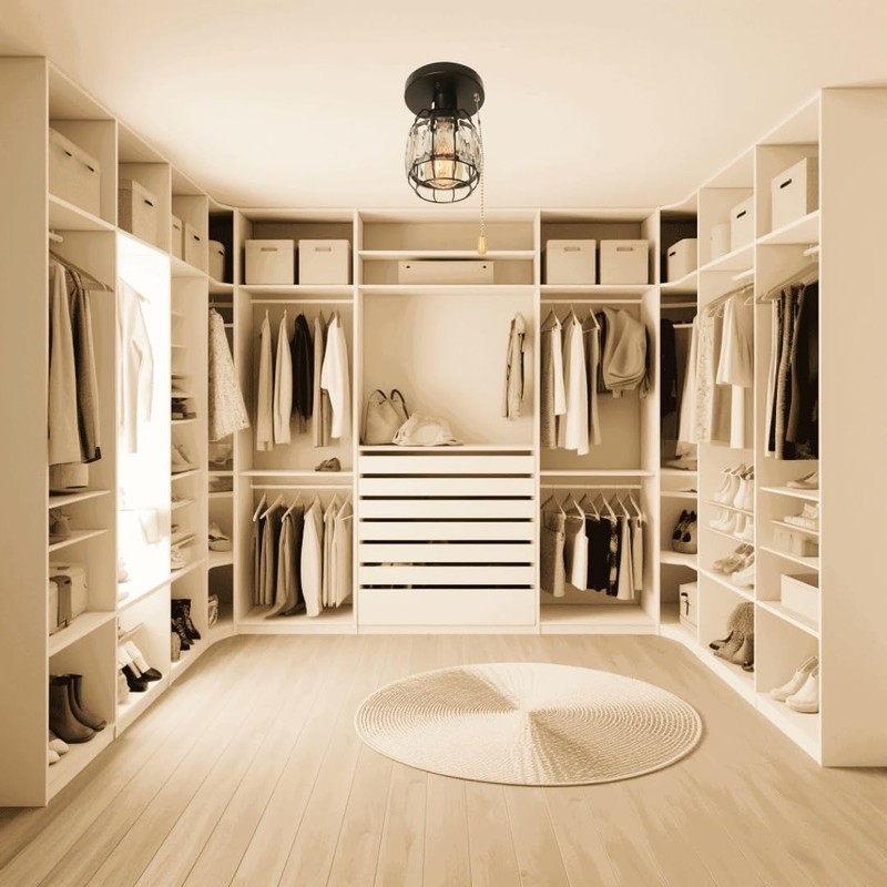 Baiwaiz Crystal Cage Pull String Semi Flush Mount Light, 1-Light