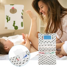 SwirlColor Nappy Bag with Changing Mat, Portable and Reusable Changing Bag for Mum On the Go Changing Bag Organiser for Nappies Wet Wipes Cactus, White