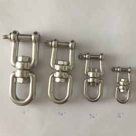 Stainless Steel 316 Anchor Swivel Jaw and Eye Marine Mooring Choose from 1/4 to 1/2,Silver Tone (3/8)