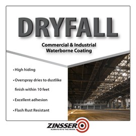 Zinsser 293233 Dryfall Commercial & Industrial Waterborne Coating, 5 Gallon, Flat Black