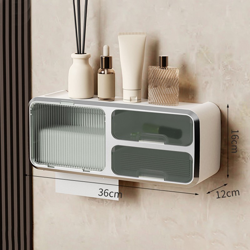 Drill Free Bathroom Tissue Storage Box Waterproof Bathroom Toilet Paper