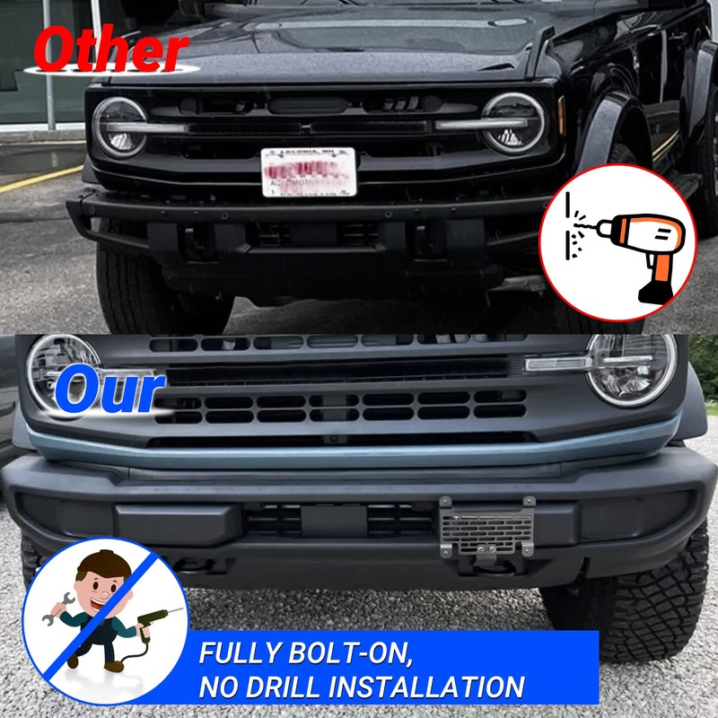 Klutchtech 2021 2022 2023 Bronco License Plate Holder Mount Front