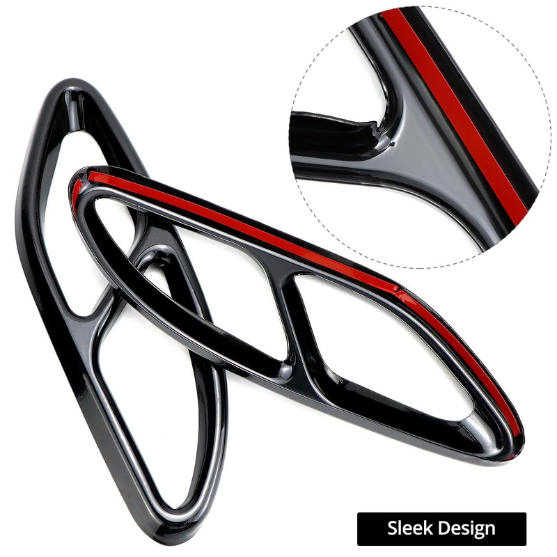 QWORK® 2 Pieces Exhaust Trim Metal Exhaust Tailpipe Cover Compatible