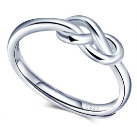 MICGIGI Women's 925 Sterling Silver Open Ring Infinity Symbol Adjustable Ring, Silver