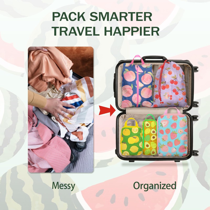 6 Pcs Compression Packing Cubes for Travel, Waterproof Luggage Organizer
