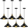 Retisee 6 Pieces Industrial Pendant Lights E26 E27 Base Black