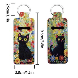 FREEBLOSS 2PC Chapstick Holder Keychain Multifunctional Lipstick Holder Black Cat Lipstick Keychain Portable