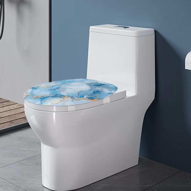 Luarisgur Light Blue Toilet Seat Covers for Bathroom - Marble