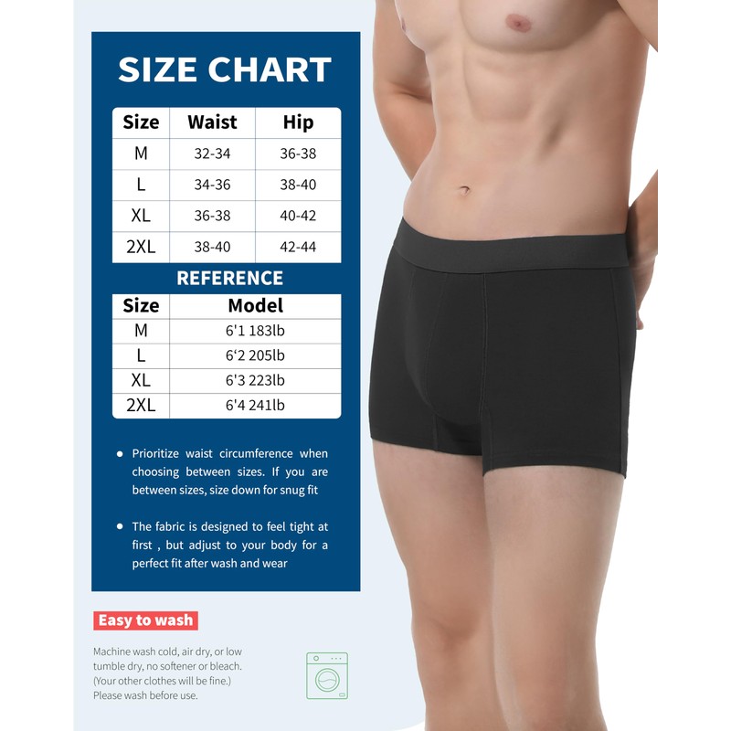 REELINDRY REELINDRY Mens Incontinence Underwear Washable, 2.3 oz Absorbent Leak