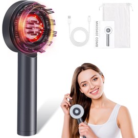 Focenat 2-in-1 Head Massage Brush, Scalp Massage Brush and Hair Oil Applicator, Electric Hair Brushes, Scalp Massager with Red and Blue Light, for Scalp & Hair Head Relaxation