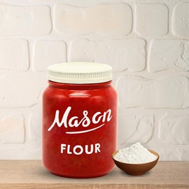 Mason Jar Flour Container - Decorative Canister for Flour - Durable Flour Storage for Ceramic Kitchen Canisters - Flour Sugar Storage Containers Ceramic Canister - Farmhouse Canisters with Lid (Red)