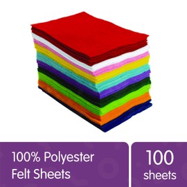 Colorations 100% Polyester Felt Sheets 6" x 9", 10 colors, 1mm Thick, 100 Sheet Pack for Sewing and DIY Arts & Crafts Projects (Item #EZFELT),orange