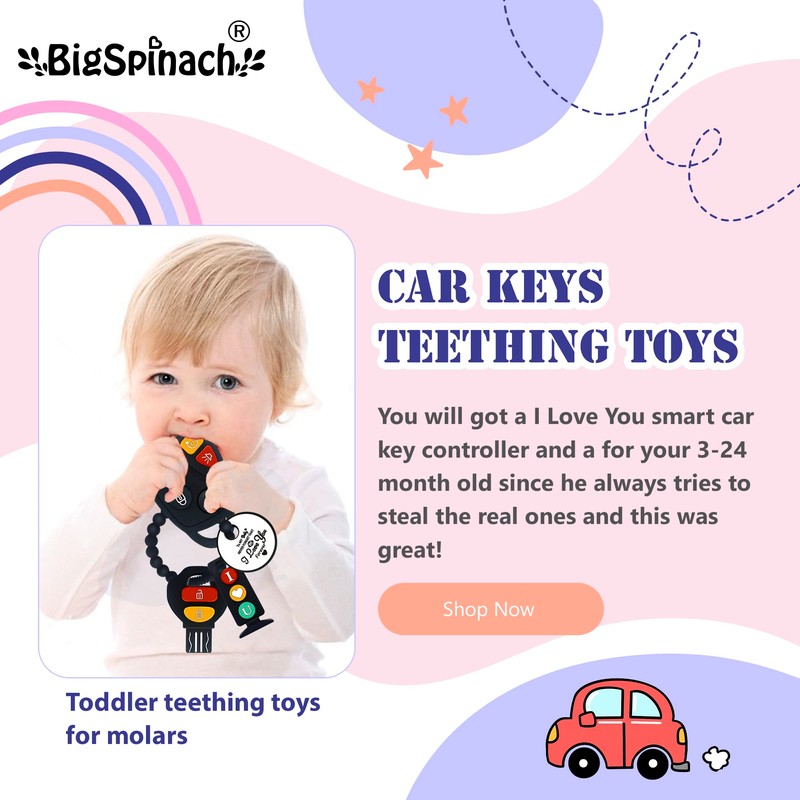 BIGSPINACH Baby Teething Keys Toys 6 to 12 Months,Gothic Car