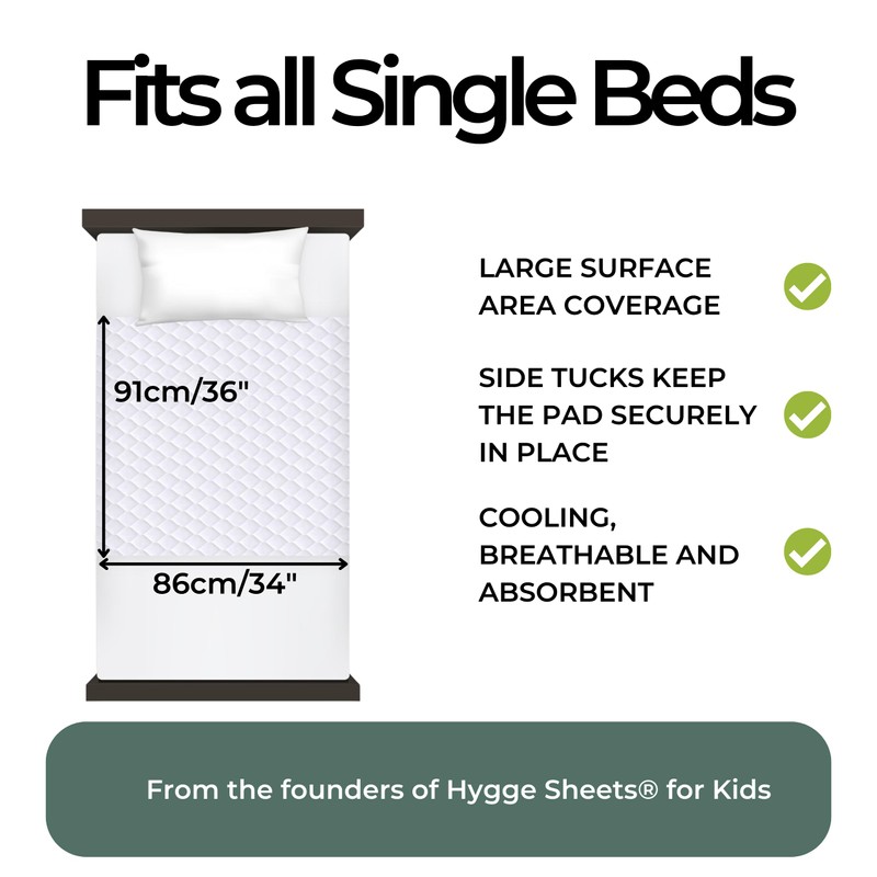 Hygge Sheets Bamboo Organic Single Bed Incontinence Bed Pads for