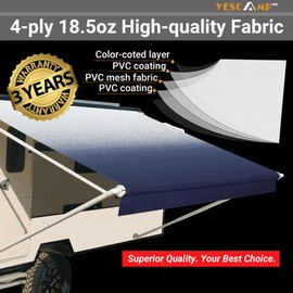 YESCAMP RV Awning Fabric Replacement Heavy Duty Weatherproof 4-Ply 18.5oz Vinyl Camper Awning Fabric - Universal Outdoor Canopy for Camper, Trailer, and Motorhome