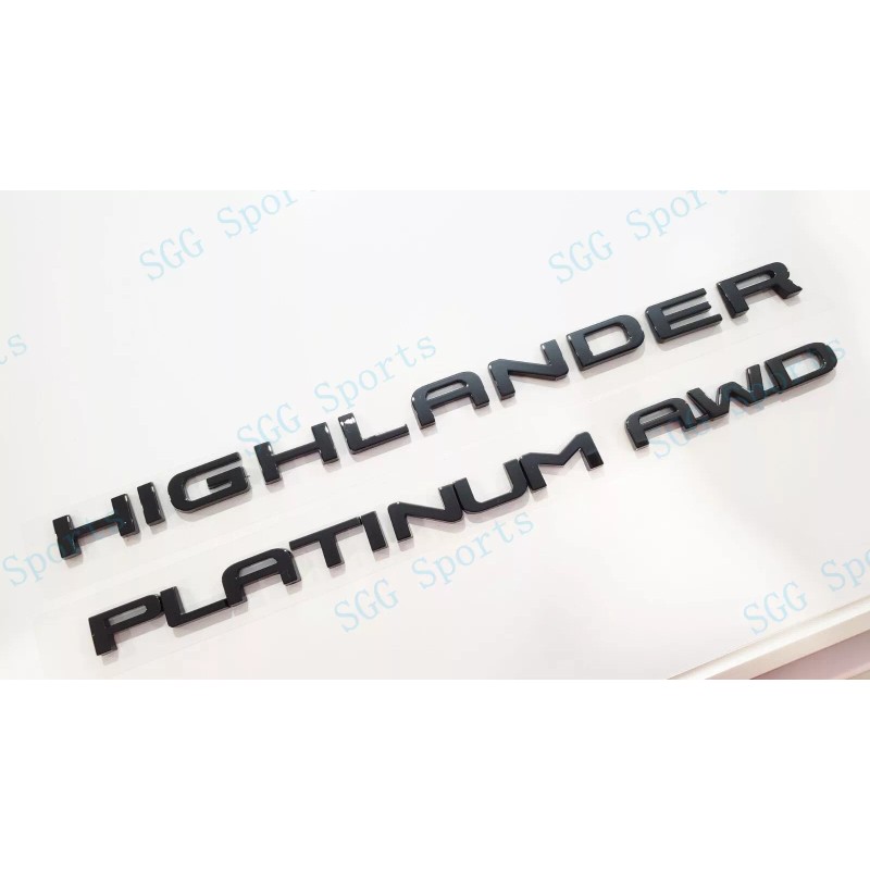 Toyota OEM 3PC Gloss Black HIGHLANDER Platinum AWD Letter Emblem