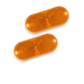 WELNENT E-Mark / 4A / CCC 2pcs Oval Reflector Self Adhesive Stick on Screw on Trailer Driveway Mailbox (Amber)