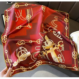 JERLA 100% Pure Mulberry Silk Square Scarf for Hair-26''x26'' Women Men Natural Silk Neckerchief Headscarf (Twill wine red)