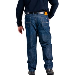 Lapco FR Comfort Flex Jeans for Men, Flame Resistant Denim Work Pants, Cotton Blend, Low Rise, Boot Cut, 5 Pockets, Meets ATPV HRC CAT NFPA Safety, P-INDFC11, Medium Wash