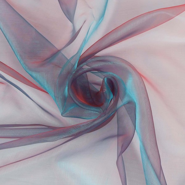 Lightweight 2 Tone Voile Fabric Sheer Organza Iridescent Turquoise with