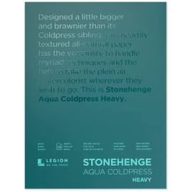Stonehenge Aqua White Heavy Weight Block, 300lb, Coldpress, 9 x 12 Inches, 10 Sheets for Wet and Dry Media