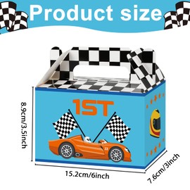 12 Pieces Race Car Party Favor Boxes Two Fast Goodies Candy Treat Bags Hot Wheels Birthday Party Favor Box for Boys Kids Let's Go Racing Car Themed Party Supplies bag 6 x 3 x 3.5 Inches