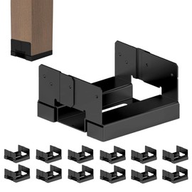 12 PCS 4x4 Black Galvanized Post Base Steel Inter 3.5x3.5 Wood to Concrete Adjustable Post Anchor with 1" Standoff for Deck Patio Gazebo Pergola