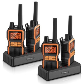 Midd Kacy Walkie Talkies,Two Way Radio Long Range,60 Channel GMRS Radio with 121 Privacy Codes,IP55 Waterproof,SOS,NOAA Weather Alerts,VOX,Dual Watch(Black/Orange, 4 Pack)