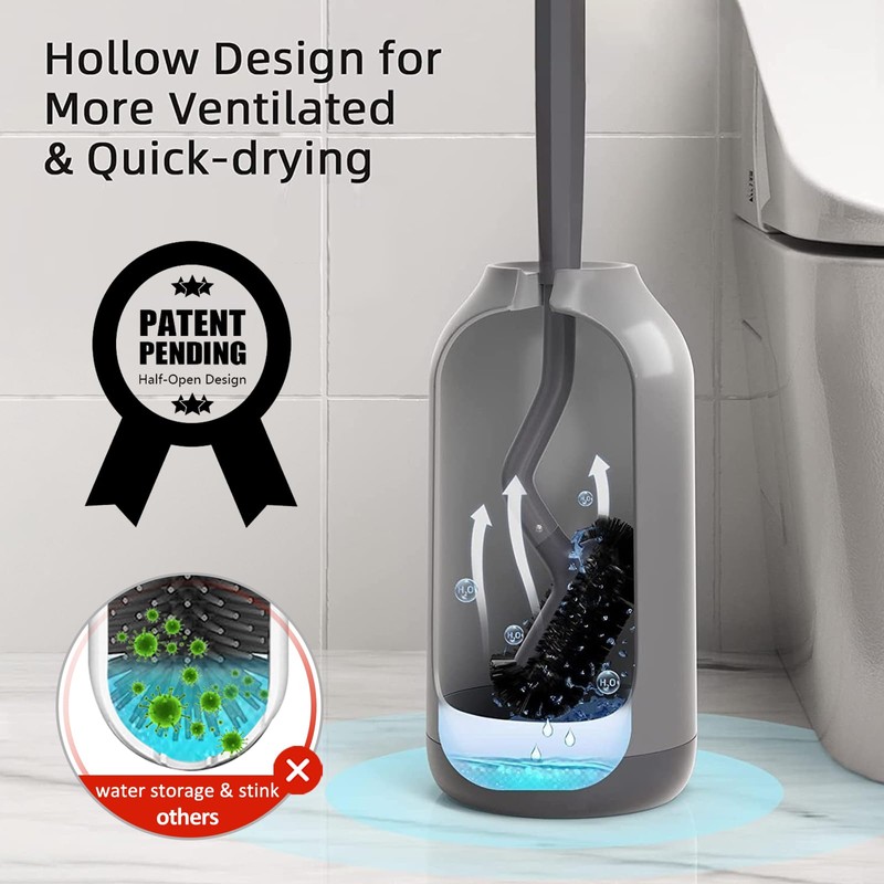 HAMITOR Toilet Bowl Brush Holder Set: Bathroom Deep Cleaning Toilet