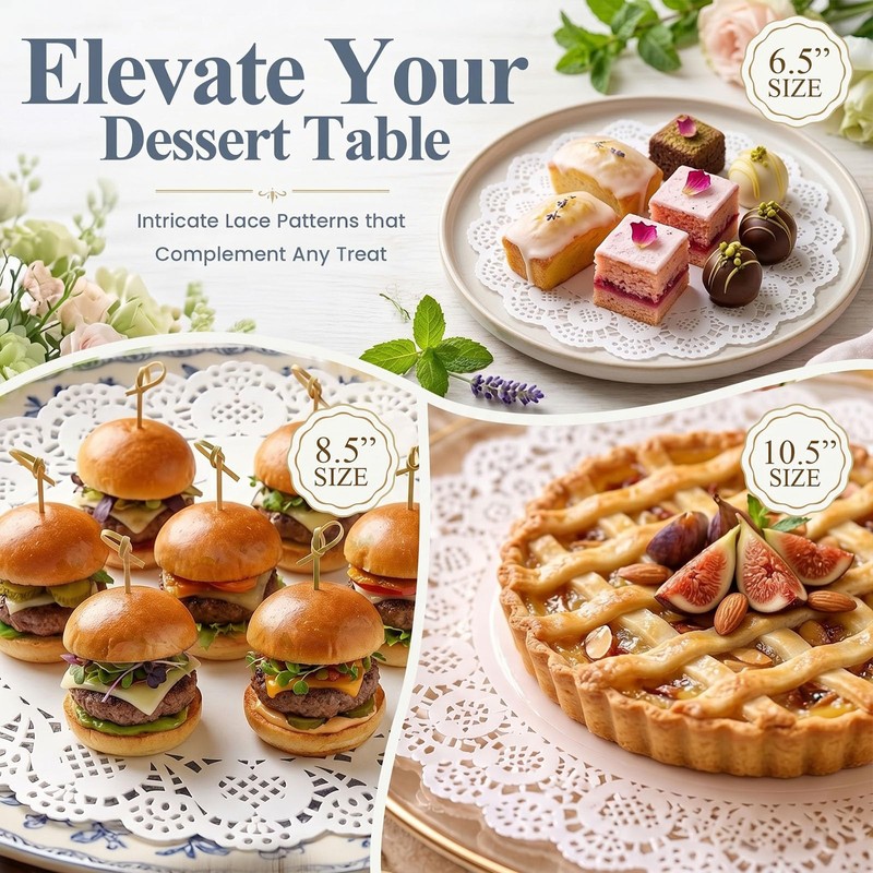 HAKSEN Paper Doilies, 36 PCS Lace Paper Placemats Assorted Sizes