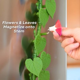 Morning Glory Refrigerator Magnets – 3D Printed Climbing Vine Plant, DIY Decorative Fridge Magnets for Kitchen Office, Articulating Stems (1)