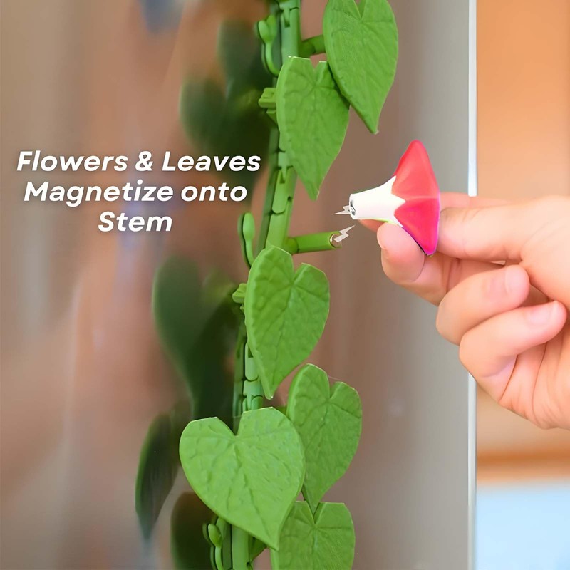 Morning Glory Refrigerator Magnets – 3D Printed Climbing Vine Plant,