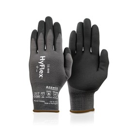 Ansell HyFlex 11-840 Guantes industriales ergonómicos de nailon resistente a la abrasión y con revestimiento de nitrilo para automoción, fabricación, pequeños (7) gris (1 par)