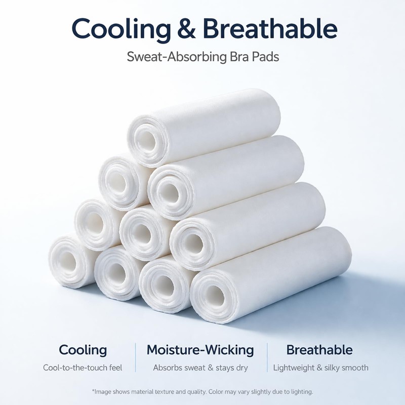 Toulite 10-Pack Reusable Cooling Bra Liners for Sweat for Boob