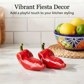 The Bridge Collection Red Chili Pepper Salt And Pepper Shakers Set