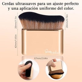 START MAKERS Brocha Corporal para Autobronceador, Brocha Kabuki para Maquillaje Líquido, en Crema y Polvo para Cuerpo, Rostro y Piernas, Dorada