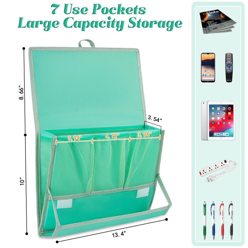 Retyion Bedside Caddy Bedside Storage Organizer Bedside Organizer with Power