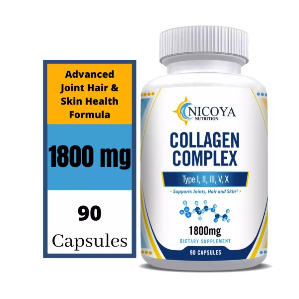 Nicoya Nutrition 100% Natural Collagen Complex Pills - 1800mg Anti-Aging