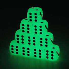 NUOBESTY 10PCS 16MM Game Dice Glow in Novelty Dice Six Sides Dice Coffee Table Game Indoor Outdoor Game for Bar Party