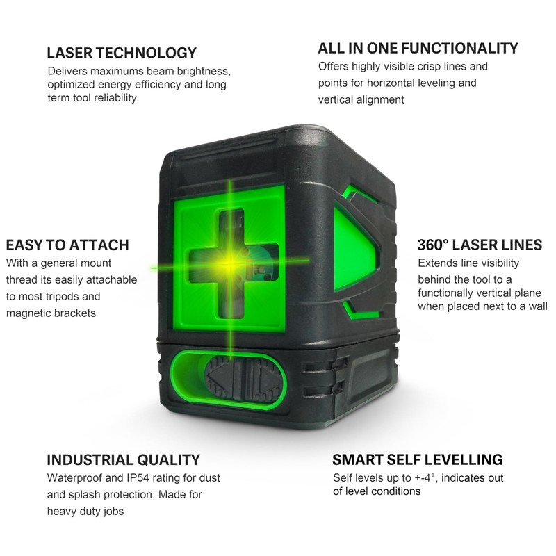 Laser Level 360 Self-Leveling Cross Lines for Horizontal and Vertical