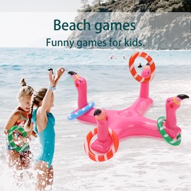 H-Style Pool Ring Toss Games, Inflatable Flamingo Pool Toys with 6Pcs Rings for Kids and Adults, Multiplayer Summer Swimming Pool & Beach Party Funny Games for Friends and Family