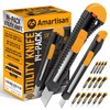 Amartisan 14-Piece Retractable Box Cutter, Utility Knifes for Boxes, Cartons,