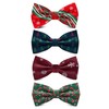 GUSLESON 4PCS Mens Christmas Bow tie Double Fold Silk Red