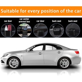 Einesin 2 x Car Rubbish Bin with 120 Pieces Car Rubbish Bags, Car Rubbish Bin Small, Car Waste Bin with Lid, Hanging Storage Box, Car Accessories (Black/Black)